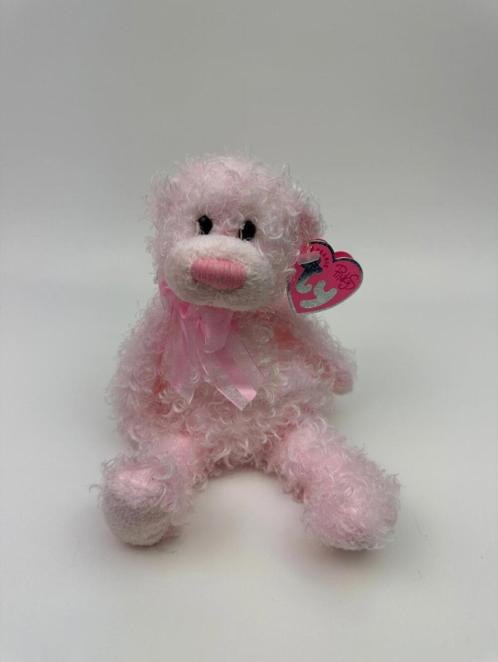 Ty Beanie Baby “Delights” the Pink Curly Haired Bear - Internet Exc (8 inch)